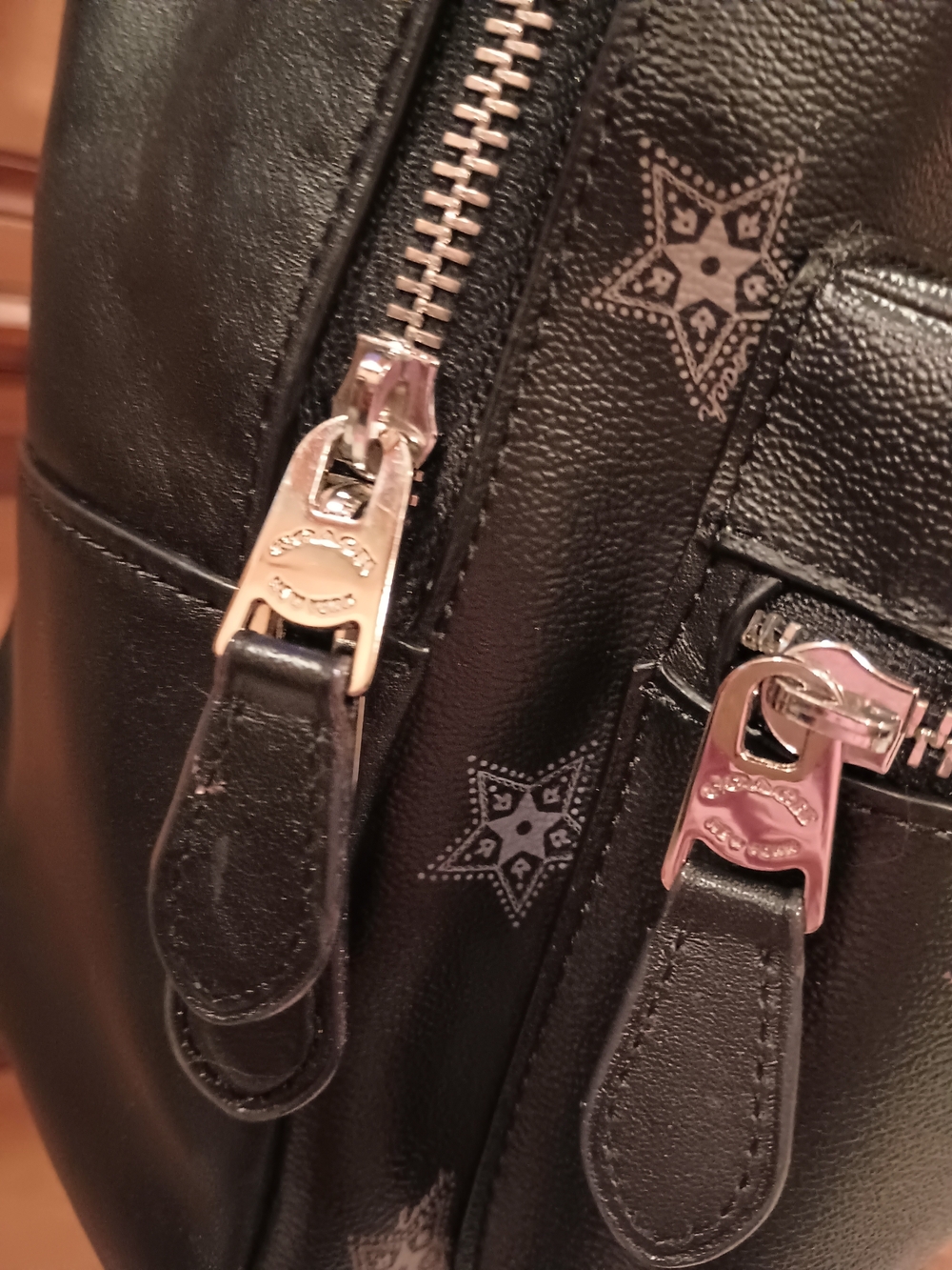COACH Charlie Medium Leather Backpack Black Pink Metallic Star Print F30550 - Picture 3 of 11